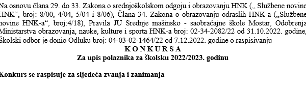 konkurs za polaznike